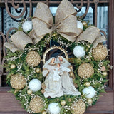 Guirlanda Decoração Natalina Dourada e Branca