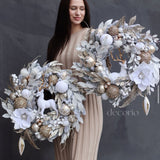 Kit 2 Guirlandas Branca&Dourada Luxo 50CM